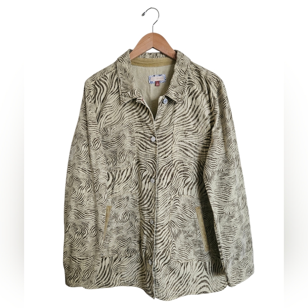 Pilcro Zebra Print Utility Jacket Brown& Cream Size XL